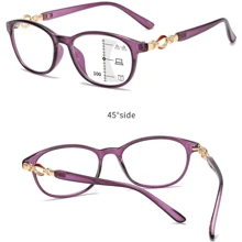 Nuovi occhiali da donna 3 in 1 multifocali progressivi, anti-luce blu, facili da utilizzare sia da vicino che da lontano per computer, lettura, giochi, TV e telefoni, accessori per occhiali da donna - Bianco - Visualizzare 4