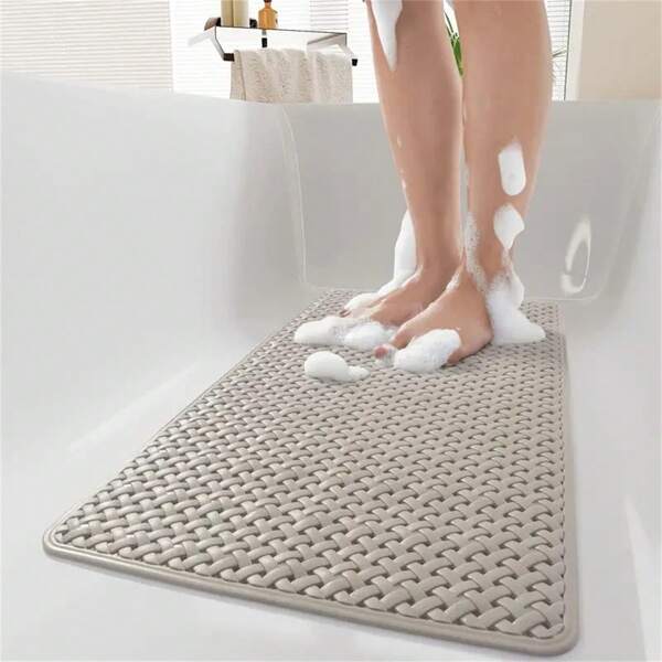 1pc Bathtub & Shower Mat, Anti-Slip Shower Stall Mat With Drainage Holes And Suction Cups, Soft Machine Washable Bathroom Shower Mat, Bathroom Accessories, Bathroom Decorations, Kitchen Area Carpet, Laundry Room Fall Decor Back To School