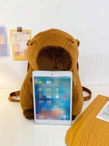 Mochila Capivara Fofa De 1 Unidade, Bolsa Escolar De Desenho Animado De Grande Capacidade - Castanho - Visão 2