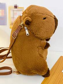 Mochila Capivara Fofa De 1 Unidade, Bolsa Escolar De Desenho Animado De Grande Capacidade - Castanho - Visão 3