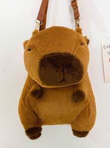 Mochila Capivara Fofa De 1 Unidade, Bolsa Escolar De Desenho Animado De Grande Capacidade - Castanho - Visão 6