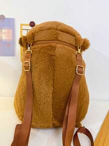 Mochila Capivara Fofa De 1 Unidade, Bolsa Escolar De Desenho Animado De Grande Capacidade - Castanho - Visão 4