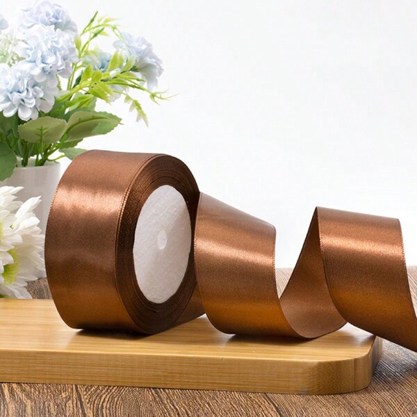 1pc 0.6/1/1.5/2/2.5/4/5cm Satin Ribbon, Colored Ribbon, Chiffon Ribbon For Wedding Cake Decoration, Chair Bow, Gift Wrapping, DIY,Christmas