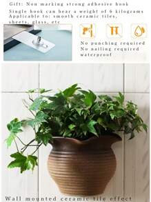 1pc Ceramic Wall Mounted Plant Pot Without Hole Creative Design Hanging Planter For Villa Wall Decoration (Plants Not Included) - Black - View 4