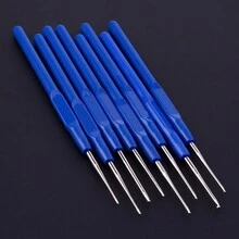 8 Piezas Set De Ganchos De Crochet Pequeños Con Agujas Y Estuches De Tejido De Punto - Azul - Ver 6