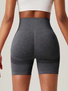 Women's Grey Elasticity Push Up Tight Sports Shorts For Running, Training, Yoga Spandex Shorts Women Boxer Shorts