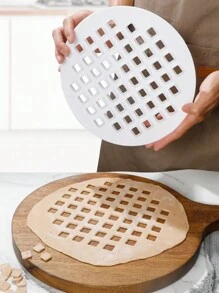 1 Pieza Cortador De Pastel Y Separador De Queso Y Bandeja Para Hornear Pizza Y Molde Para Galletas Redondo Y Cortador De Tarta De Manzana Y Prensa Con Patrón De Rejilla - Blanco - Ver 2