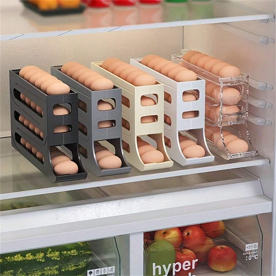 1pc Refrigerator Egg Storage Box, Automatic Egg Rolling Rack, Large Capacity Refrigerator Special Egg Holder Storage Box