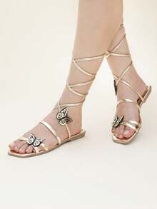 Women Flat Sandals - 金色 - 查看 2
