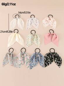 10pcs/Set Girls' Solid Color Ribbon Hair Ties, Daily Hair Accessories - Multicolor - View 5