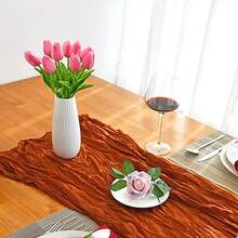 20支人造普通鬱金香絲絨花,具有濕潤和逼真的觸感,長13.5英寸（34.3厘米）,非常適合家居、廚房、婚禮裝飾 - 粉色 - 查看 3