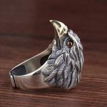 1件復古鷹圖男戒,不易變色銀色,時尚又有型 - 彩色 - 查看 2