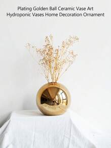 1個鍍金球陶瓷花瓶家居裝飾擺件手工藝品花盆藝術水培花瓶家居裝飾擺飾禮品 - 金色 - 查看 7