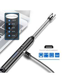 1入組電子蠟燭打火機,usb充電防風點火槍打火機,可充電電弧防風長款廚房打火機,適用於燒烤爐灶露營無火電弧打火機,室內和戶外露營的無火電弧打火機 - 金色 - 查看 6