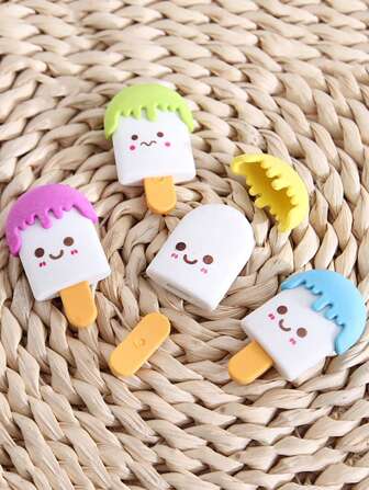 1入組卡通冰淇淋形狀橡皮擦可愛便攜式學校辦公室學生橡皮擦
