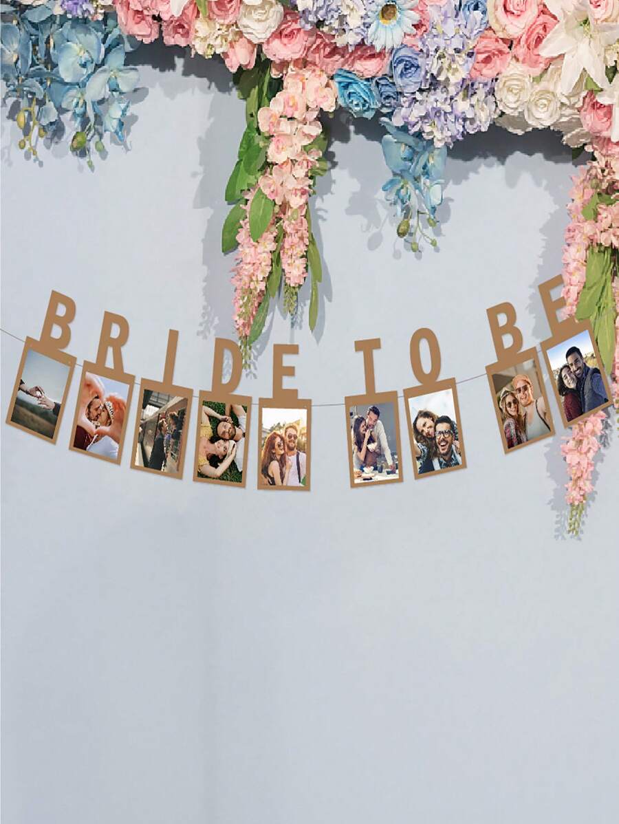 9pcs Wedding And Engagement Photos Hanging Tags Flag Banner, Vintage Photo Frame, Decorate Background Photo Props - Multicolor - View 1