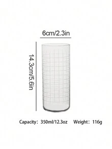 1pc Lead Free Glass Engraved Slim Slanted Collin Mug, Simple Classic Style For Drinking, Drinking, Tea, Etc. - Clear - View 2