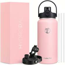 Insulated Water Bottle With 2-In-1 Lid (Chug Lid/Straw Lid),40oz/64oz Double Walled Vacuum Stainless Steel Water Bottles, Water Jug With Straw, Wide Mouth Insulated - 粉色 - 查看 1