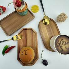 Tray, Tea Cup Tray, Multi-Function Snack Tray, Coffee Cup Tray, Cake Plate, Creative Bread Plate, Room Decor, Kitchen Decor, Suitable For Steak, Pizza, Sushi, Etc. - Brown - View 10