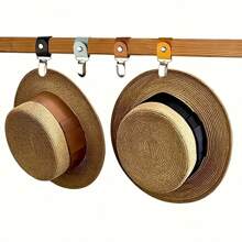 1/2个PU皮革旅行帽夹，纯色行李帽夹，多功能棒球帽夹，户外帽子伴侣，迷你旅行PU皮革帽夹，户外背包行李收纳夹，多功能遮阳帽夹，帽子配件，可牢固地将帽子固定在包或行李上，旅行必备，旅行配件，海滩度假，暑假，学习用品，返校季 - 彩色 - 查看 4