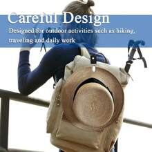 1/2个PU皮革旅行帽夹，纯色行李帽夹，多功能棒球帽夹，户外帽子伴侣，迷你旅行PU皮革帽夹，户外背包行李收纳夹，多功能遮阳帽夹，帽子配件，可牢固地将帽子固定在包或行李上，旅行必备，旅行配件，海滩度假，暑假，学习用品，返校季 - 彩色 - 查看 3