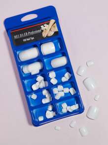 100 piezas, Consejos de uñas de acrílico cuadradas cortas de color blanco para uñas de los pies, puntas de uñas postizas de acrílico cortas, consejos artificiales para manicura con caja, 10 tamaños de uñas para hacer sus uñas en casa, suministros de uñas uñas falsas uña falsa uña acrílica