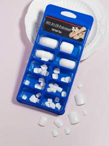 100 piezas, Consejos de uñas de acrílico cuadradas cortas de color blanco para uñas de los pies, puntas de uñas postizas de acrílico cortas, consejos artificiales para manicura con caja, 10 tamaños de uñas para hacer sus uñas en casa, suministros de uñas uñas falsas uña falsa uña acrílica