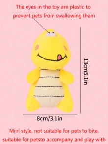 1只隨機顏色小卡通恐龍形狀毛絨玩具,適用於寵物互動玩樂 - 彩色 - 查看 2