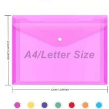14入組塑料信封袋,帶按扣明信片夾,可重複使用的文件信封,適用於學校辦公室用品 - 彩色 - 查看 2