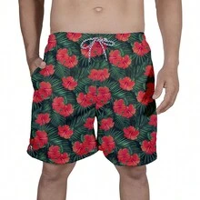 Men Beach Shorts - 黑色 - 查看 1