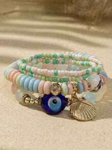 4pcs Boho Ngày lễ Phong cách Thủ công Bộ vòng đeo tay Với Vượt qua , Mắt ác , Hamsa , Lòng bàn tay , , Tua , lột vỏ Và Cơm Hạt , Hoàn hảo Đối với Của phụ nữ Mỗi ngày , Giải trí , Kỳ nghỉ , Buổi tiệc Mặc In Mùa Xuân Và Mùa hè - Nhiều màu - Xem 8