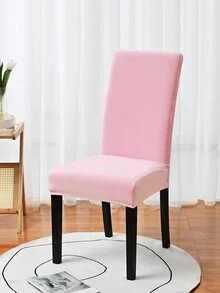 6入組純色可拆式絨面餐椅套,高彈性設計,防塵且可水洗,餐廳用椅子保護套 - 粉色 - 查看 5