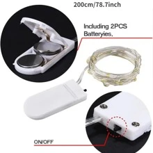 1 String 20 LED 2M Fairy Lights, Battery Powered (Batteries Included) Waterproof Copper Wire Fairy Lights, Suitable For DIY Wedding, Dorm, Bedroom, Christmas, Halloween, Party, Flower Decoration, Birthday, Campus Decoration (Color: Warm White/White/Colorful/Blue/Purple/Pink/Red/Green)