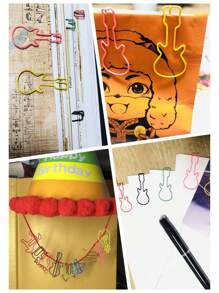 10/30/80 Pcs Guitar Shape Paper Clips 6 Colors-Mixed, Metal Paper Clips Musical Notes Clips Music Office Accessories For Desk Bookmark Office School Notebook Back To School - Mixed Colors(Guitar) - View 5