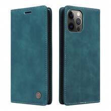 OUKNOEO 时尚翻盖钱包纯色仿皮手机壳带吸附卡槽适用于 17 Air 16e 15 14 13 12 11 Pro Max Plus S25 Edge S24 S23 Ultra Plus A16 A36 A56 带 4 个信用卡槽支架保护套 - 寶藍色 - 查看 5