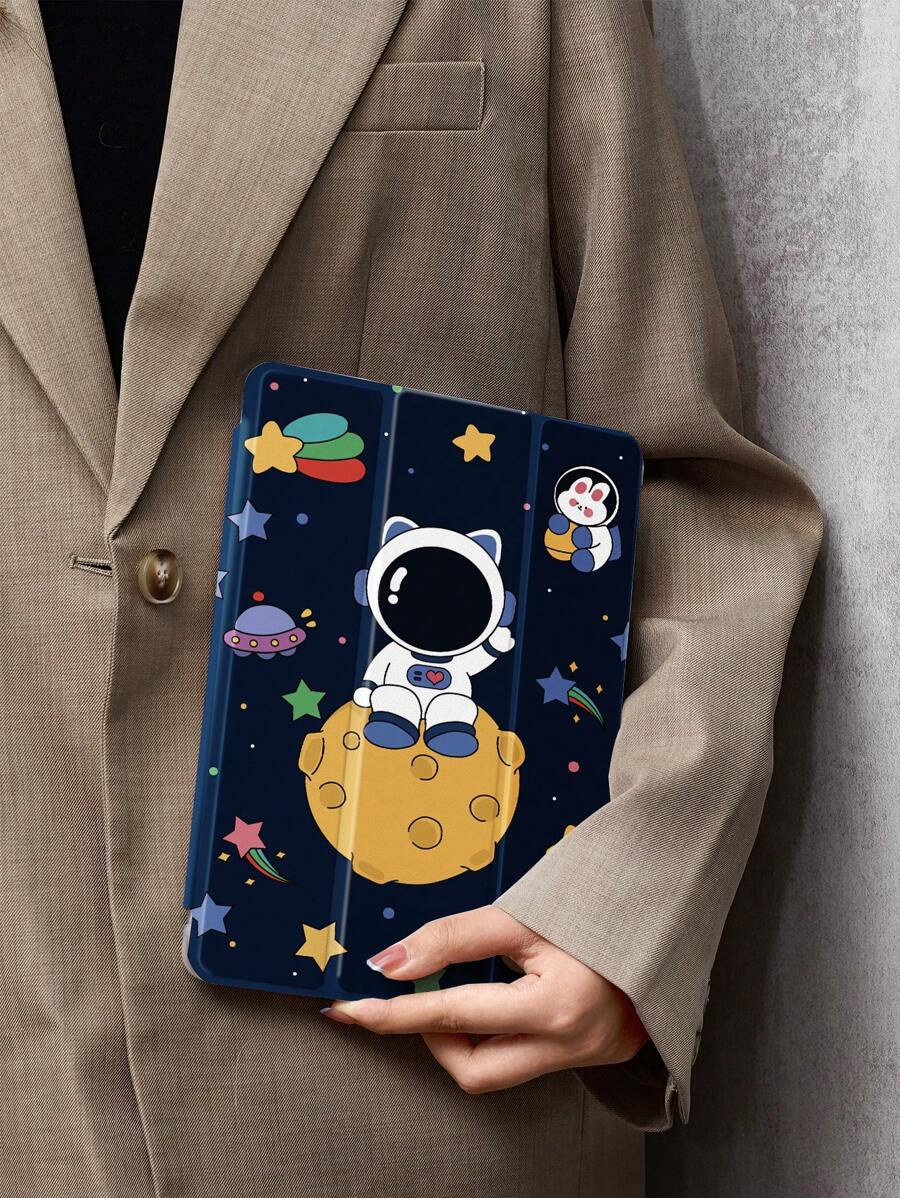 宇航员 iPad 保护套兼容 iPad 10.2 英寸 2021/2020 iPad 第 9/8 代，兼容华为 Matepad 10.4/ Galaxy/ Tab 保护套，带笔架，支持自动睡眠/唤醒盖
