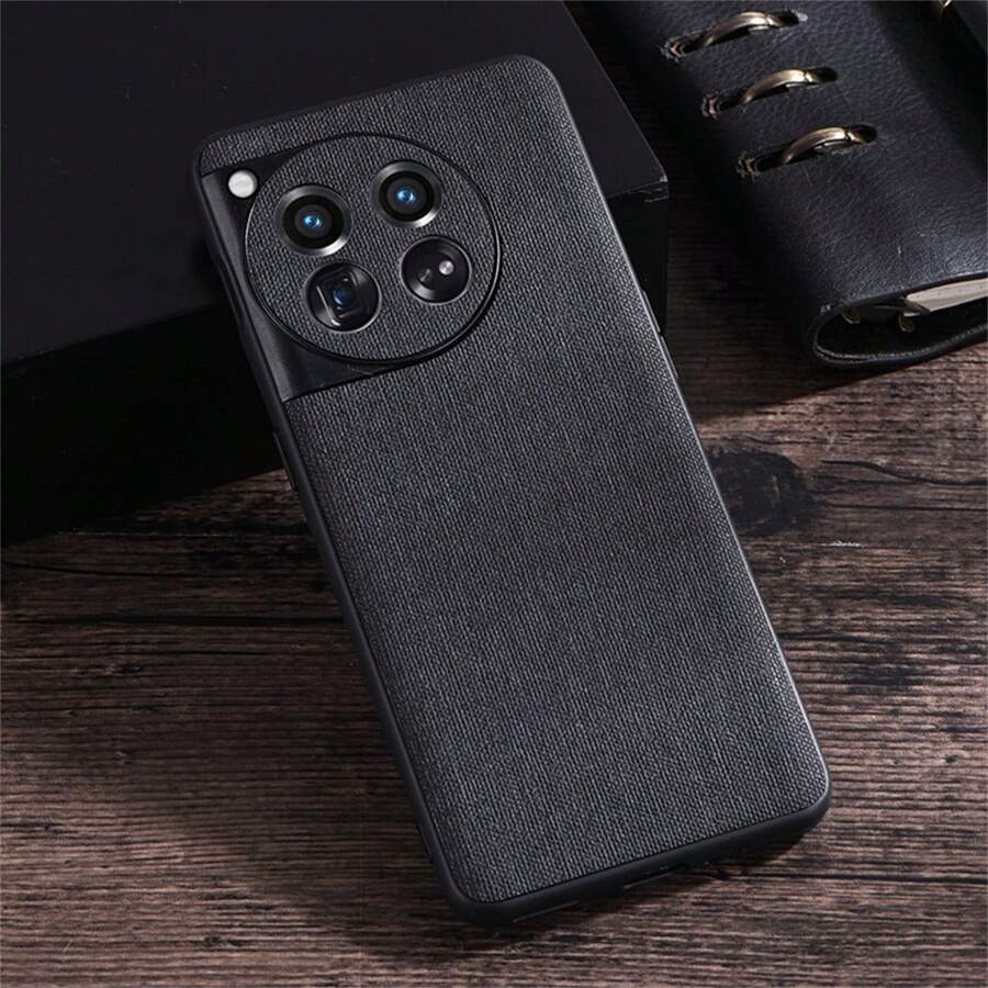 New Woven Fabric Texture Phone Case For Oneplus 12/11/Ace 2 Pro Flip Leather Phone Case Oneplus 11 - Black - View 1