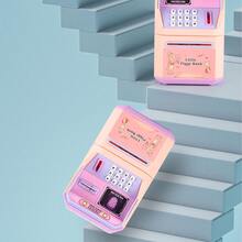 Simulador De Cajero Automático Mini Bank, Reconocimiento Fac Alcancía Electrónica Automática Caja Fuerte Billetes Monedas Mini Banco Cajero Automático Simulación Reconocimiento Facial Cajero Automático Almacenamiento de Efectivo Banco Juguete Educativo Juguetes para niños Juguetes para niñas - Rosa - Ver 4