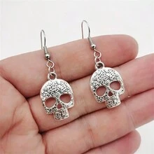 1 Miếng Gothic Thiết kế Skull Vật rủ xuống Hoa tai Với Mô hình , Hợp kim kẽm NỮ Cô gái Creative Qủa tặng - Bạc - Xem 7
