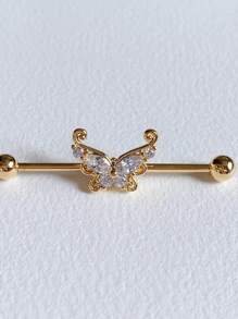 1PC Butterfly Industrial Piercing Barbell Zirconia Stainless Steel Ear Piercing Industrial Earring Scaffold 14G - Butterfly - View 12