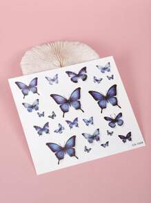 STARTTOOS 3pcs Sparkling Butterfly Design & Silver & White Rhinestone Decor Face & Eye Tail Temporary Tattoo Stickers - Multicolor - View 3