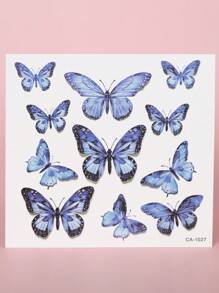 STARTTOOS 3pcs Sparkling Butterfly Design & Silver & White Rhinestone Decor Face & Eye Tail Temporary Tattoo Stickers - Multicolor - View 5
