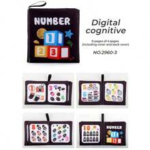 1入組早期教育黑色和白色柔軟書適用於嬰兒,嬰兒認知和抗撕裂手掌布書有聲音紙