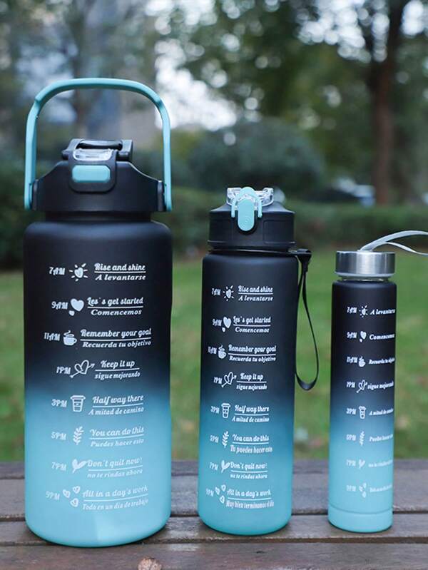 1pc 2L Or 800ml Or 300ml Large Capacity Blue Gradient PC Water Bottle, Sports And Fitness Portable Straw Cup, For Home And Travel Outdoor Use