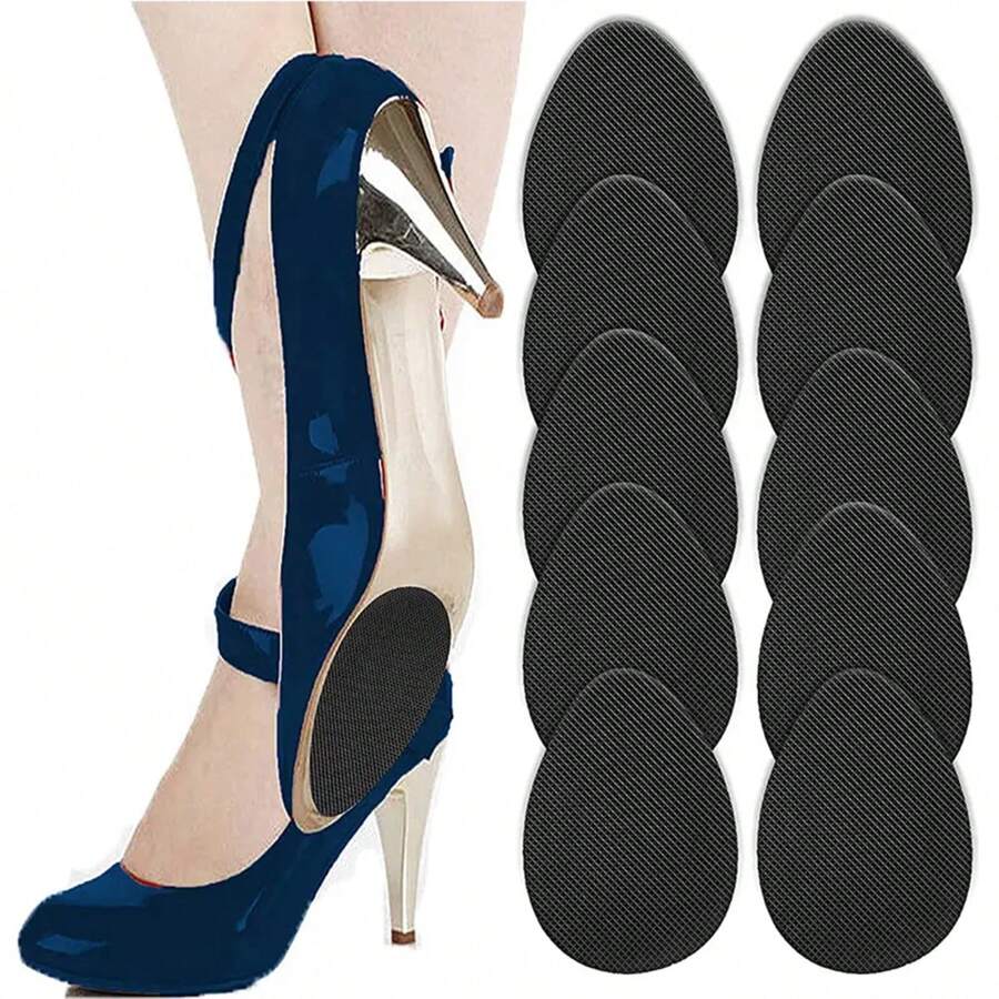 5Pairs Wear-Resistant Silent Self-Adhesive Non-Slip Patch Insoles - Black - View 1