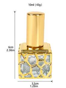 1 pieza/10ml Atomizador de viaje portátil de color dorado, frasco de perfume rellenable de cristal