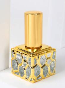 1 pieza/10ml Atomizador de viaje portátil de color dorado, frasco de perfume rellenable de cristal