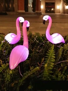 3pcs  Solar Light Flamingo IP55 Waterproof LED Rose Flamingo Stake Light Landscape Ground Lamp, For Outdoor Wedding Pathway Garden Decor Halloween Christmas Thanksgiving Gift