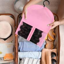 1PC Hair Extensions Storage Bag With Hanger Hair Extension Holder Wig Storage Bag Wig Bag Perfect For Travel - Purple - View 8