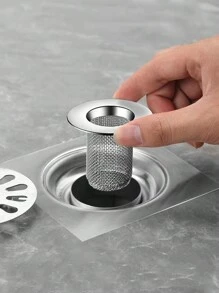 1pc Stainless Steel Drain Cover For Bathroom, With Hair & Debris Catching Function Home Bathroom Decor Fall Decor Back To School